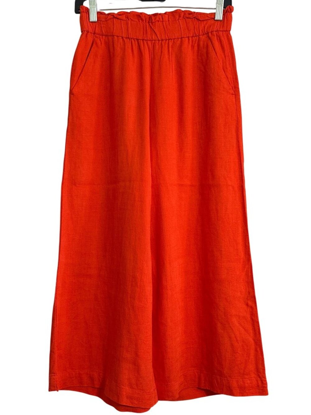 Loft Women’s Wide-Leg Cropped Pants XSP Red Linen Blend